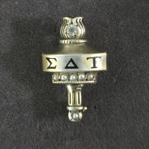 Sterling Silver Sigma Delta Tau Jeweled Sorority Member Pin